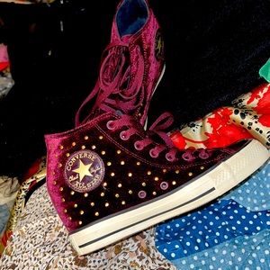Converse Chuck Taylor Mid Lux Stud Velvet Hidden Wedge Sneaker Size 9 Women